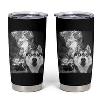 Funny Husky Chaos Tumbler Cup Cool Dog Selfie With Burning Car