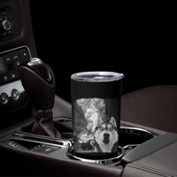 Funny Husky Chaos Tumbler Cup Cool Dog Selfie With Burning Car