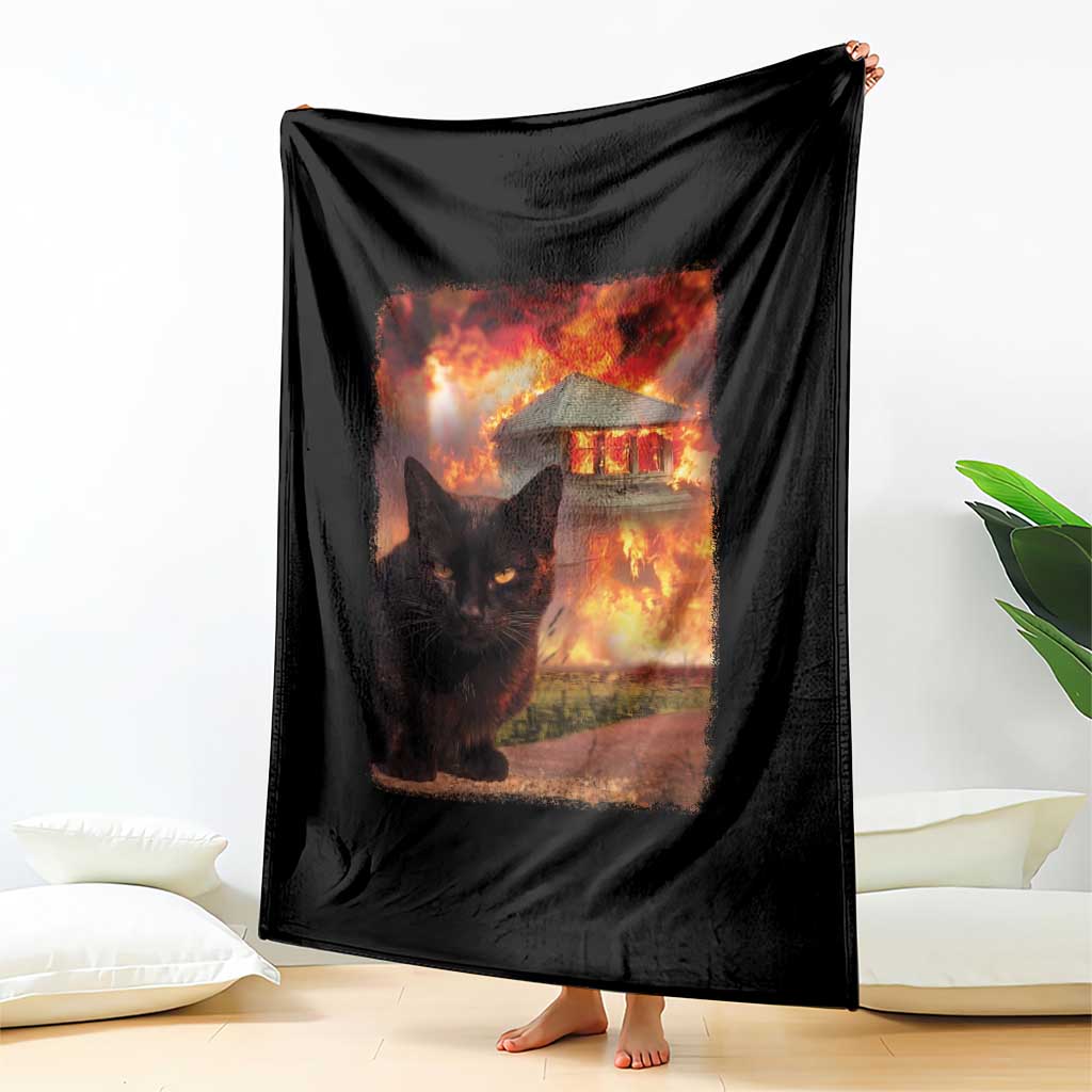 Funny Crazy Cat Selfie Throw Blanket Bad Kitty Chaos Humor Graphic