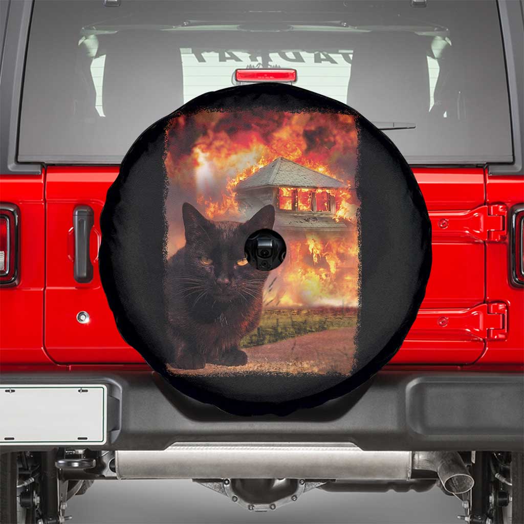 Funny Crazy Cat Selfie Spare Tire Cover Bad Kitty Chaos Humor Graphic