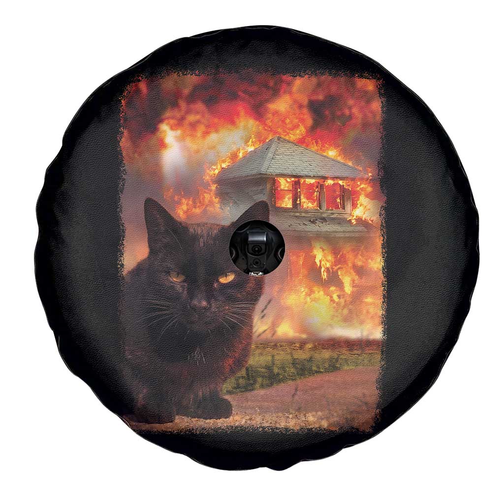 Funny Crazy Cat Selfie Spare Tire Cover Bad Kitty Chaos Humor Graphic