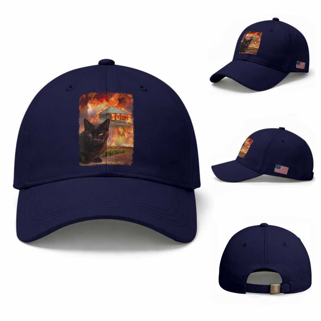 Funny Crazy Cat Selfie Baseball Cap Bad Kitty Chaos Humor Graphic