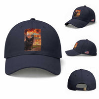 Funny Crazy Cat Selfie Baseball Cap Bad Kitty Chaos Humor Graphic