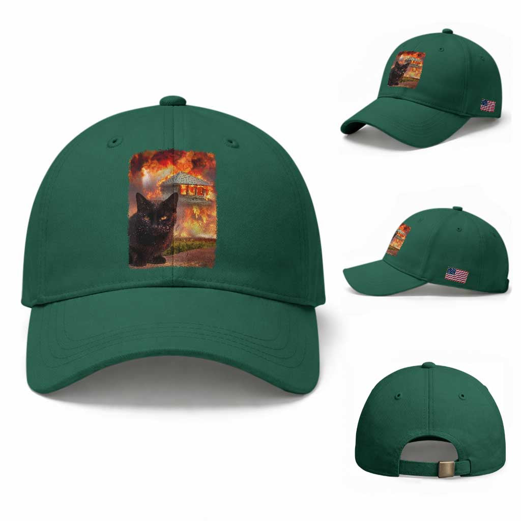 Funny Crazy Cat Selfie Baseball Cap Bad Kitty Chaos Humor Graphic