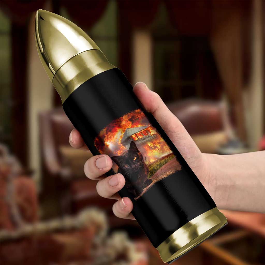 Funny Crazy Cat Selfie Bullet Tumbler Bad Kitty Chaos Humor Graphic