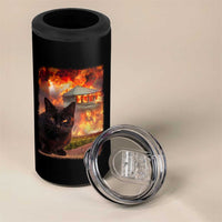 Funny Crazy Cat Selfie 4 in 1 Can Cooler Tumbler Bad Kitty Chaos Humor Graphic