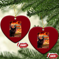 Funny Crazy Cat Selfie Ceramic Ornament Bad Kitty Chaos Humor Graphic