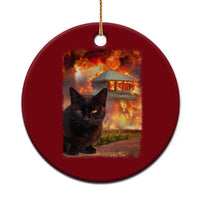 Funny Crazy Cat Selfie Ceramic Ornament Bad Kitty Chaos Humor Graphic