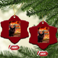 Funny Crazy Cat Selfie Ceramic Ornament Bad Kitty Chaos Humor Graphic