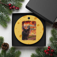 Funny Crazy Cat Selfie Ceramic Ornament Bad Kitty Chaos Humor Graphic