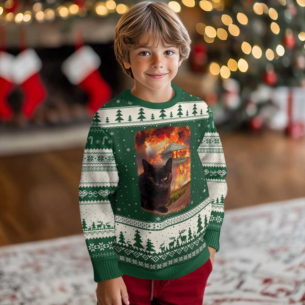 Funny Crazy Cat Selfie Ugly Christmas Sweater Bad Kitty Chaos Humor Graphic