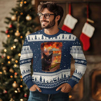 Funny Crazy Cat Selfie Ugly Christmas Sweater Bad Kitty Chaos Humor Graphic
