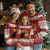 Funny Crazy Cat Selfie Ugly Christmas Sweater Bad Kitty Chaos Humor Graphic