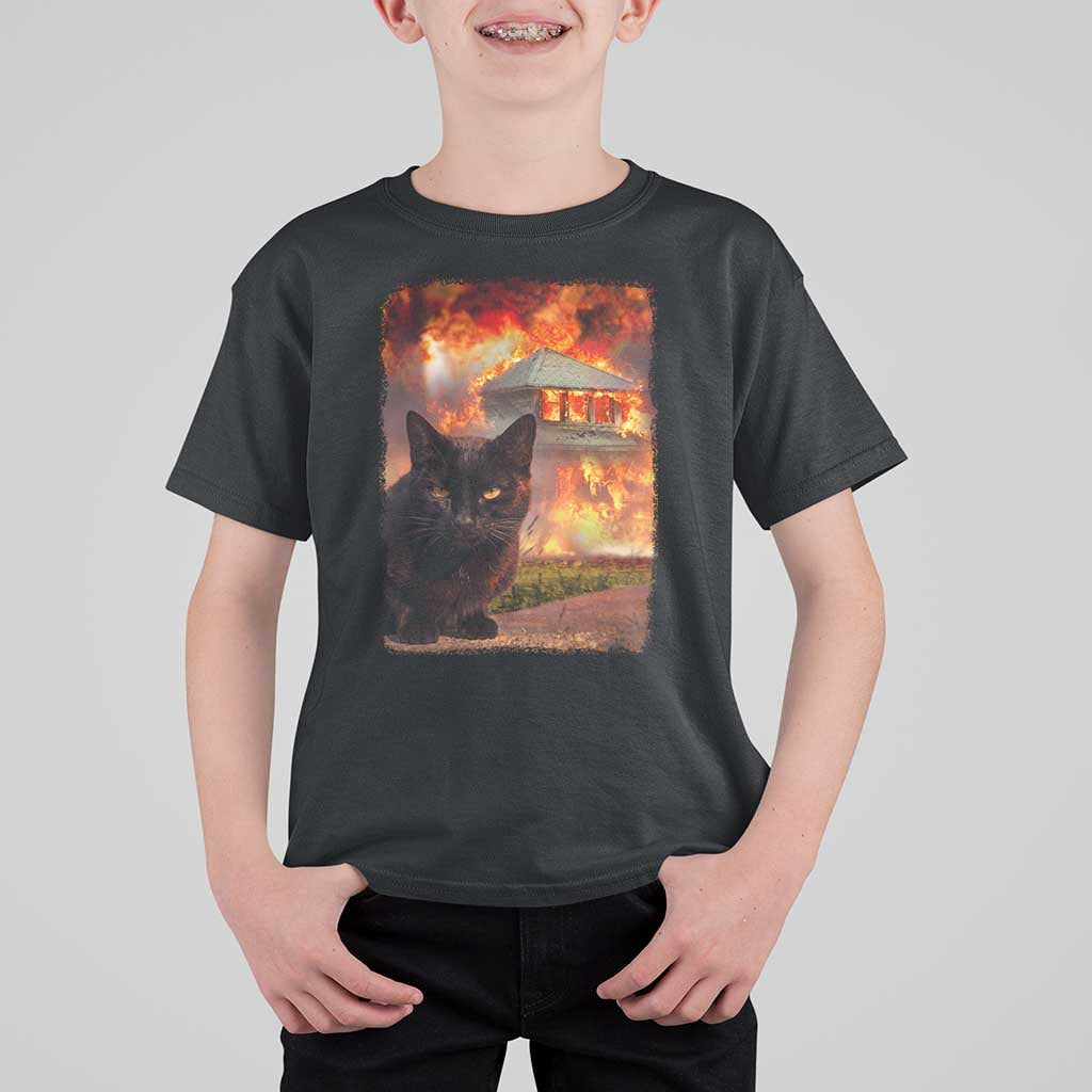 Funny Crazy Cat Selfie T Shirt For Kid Bad Kitty Chaos Humor Graphic