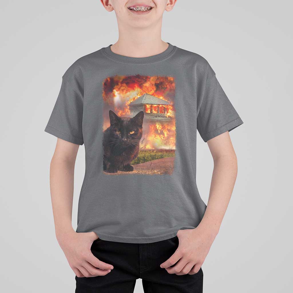 Funny Crazy Cat Selfie T Shirt For Kid Bad Kitty Chaos Humor Graphic