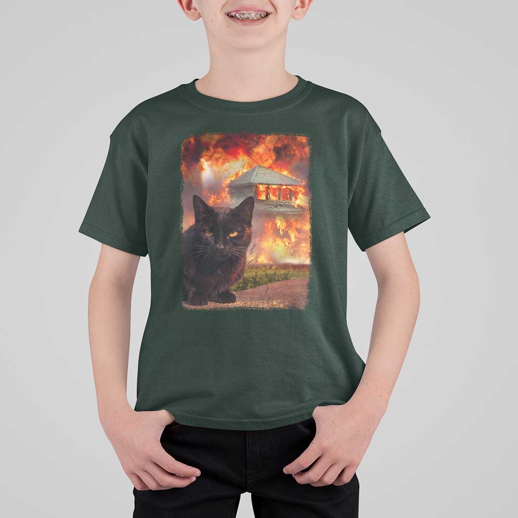 Funny Crazy Cat Selfie T Shirt For Kid Bad Kitty Chaos Humor Graphic