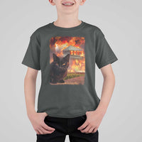 Funny Crazy Cat Selfie T Shirt For Kid Bad Kitty Chaos Humor Graphic