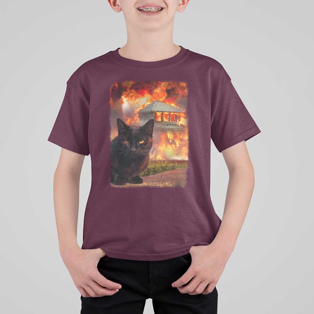 Funny Crazy Cat Selfie T Shirt For Kid Bad Kitty Chaos Humor Graphic