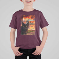 Funny Crazy Cat Selfie T Shirt For Kid Bad Kitty Chaos Humor Graphic