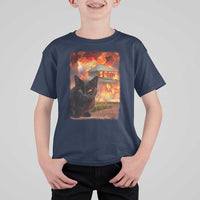 Funny Crazy Cat Selfie T Shirt For Kid Bad Kitty Chaos Humor Graphic