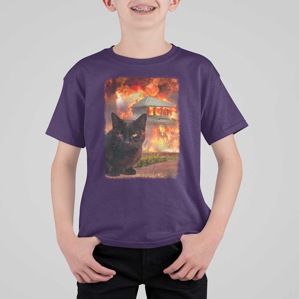 Funny Crazy Cat Selfie T Shirt For Kid Bad Kitty Chaos Humor Graphic