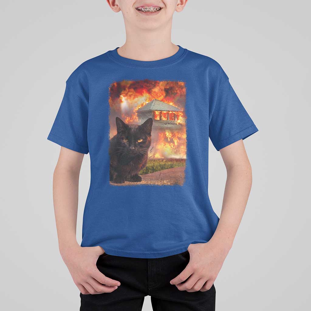 Funny Crazy Cat Selfie T Shirt For Kid Bad Kitty Chaos Humor Graphic
