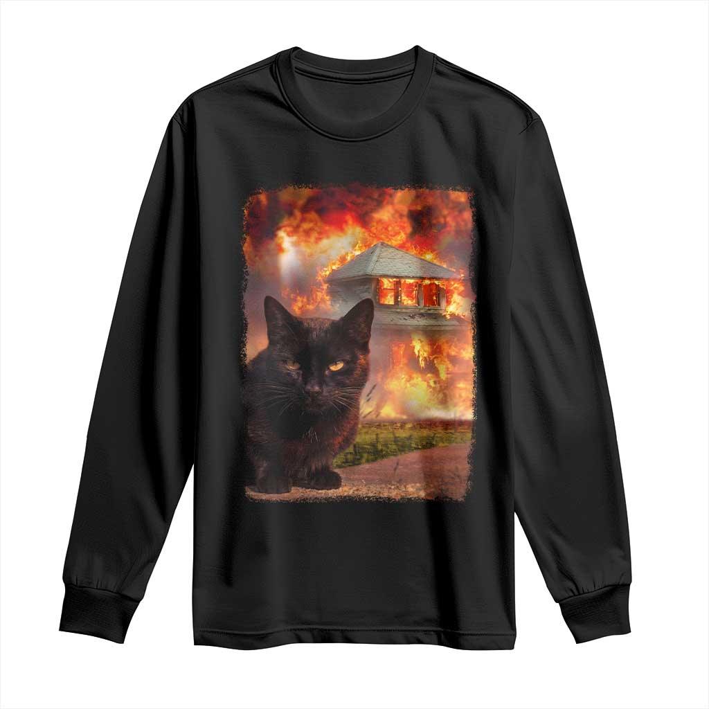 Funny Crazy Cat Selfie Long Sleeve Shirt Bad Kitty Chaos Humor Graphic