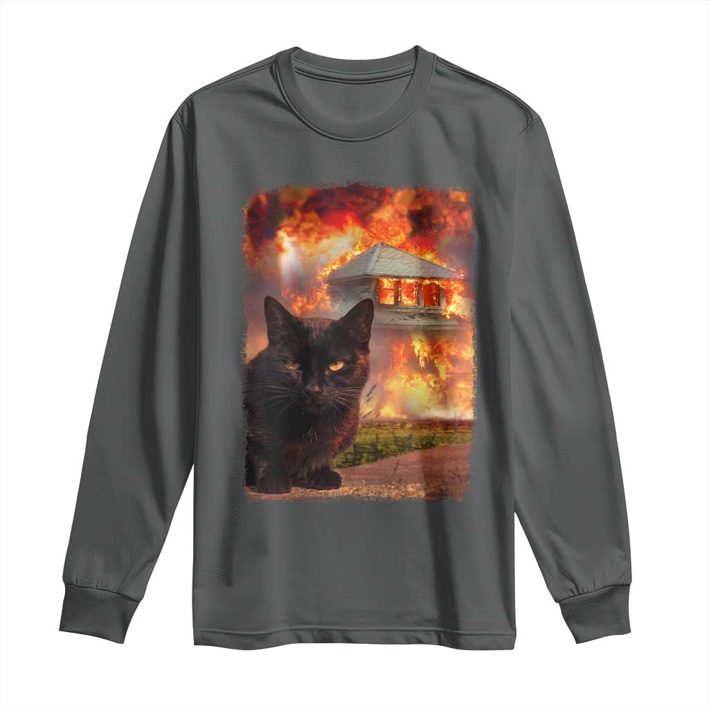 Funny Crazy Cat Selfie Long Sleeve Shirt Bad Kitty Chaos Humor Graphic