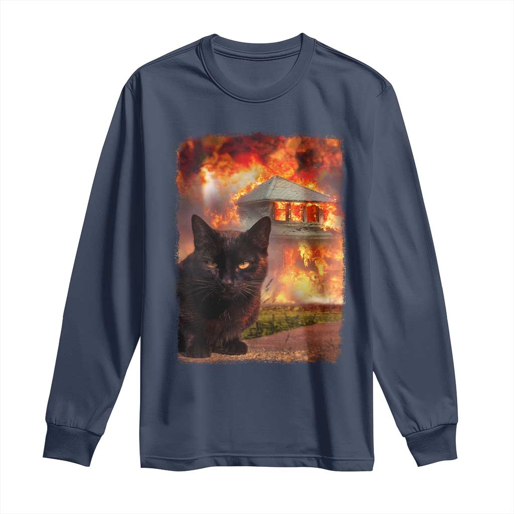 Funny Crazy Cat Selfie Long Sleeve Shirt Bad Kitty Chaos Humor Graphic