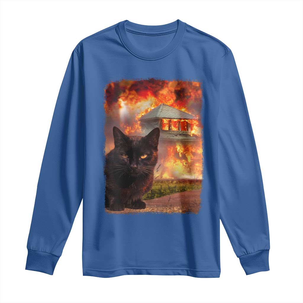 Funny Crazy Cat Selfie Long Sleeve Shirt Bad Kitty Chaos Humor Graphic