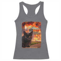 Funny Crazy Cat Selfie Racerback Tank Top Bad Kitty Chaos Humor Graphic