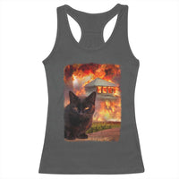 Funny Crazy Cat Selfie Racerback Tank Top Bad Kitty Chaos Humor Graphic