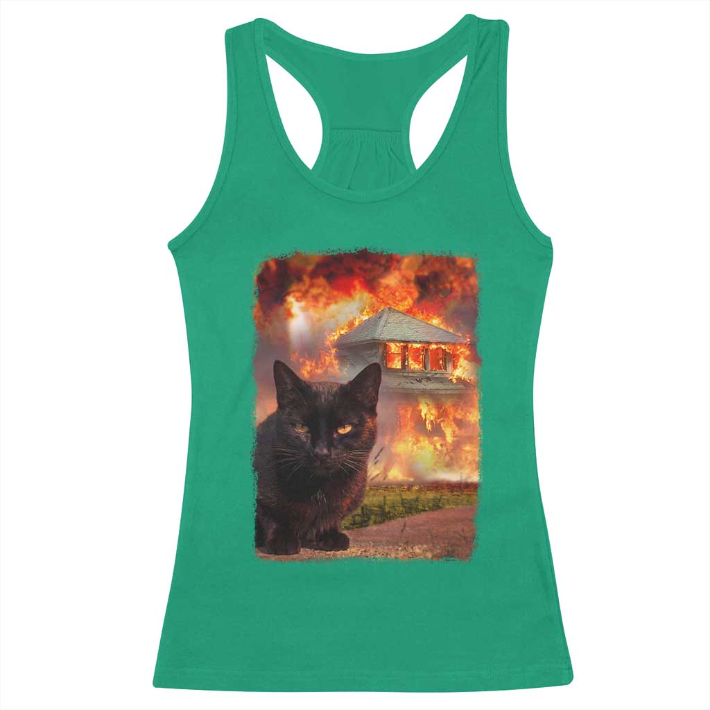 Funny Crazy Cat Selfie Racerback Tank Top Bad Kitty Chaos Humor Graphic
