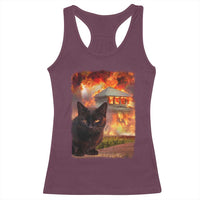 Funny Crazy Cat Selfie Racerback Tank Top Bad Kitty Chaos Humor Graphic