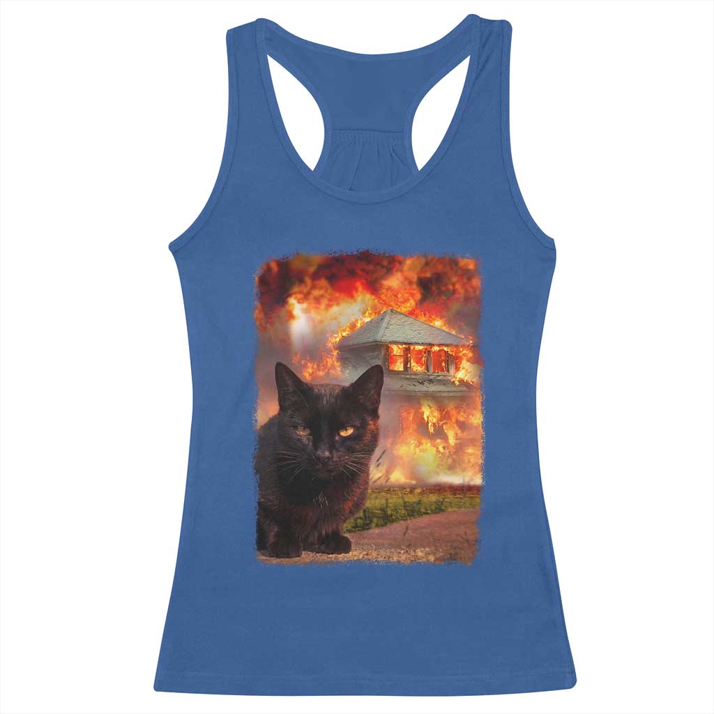 Funny Crazy Cat Selfie Racerback Tank Top Bad Kitty Chaos Humor Graphic