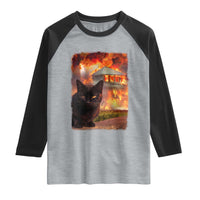 Funny Crazy Cat Selfie Raglan Shirt Bad Kitty Chaos Humor Graphic