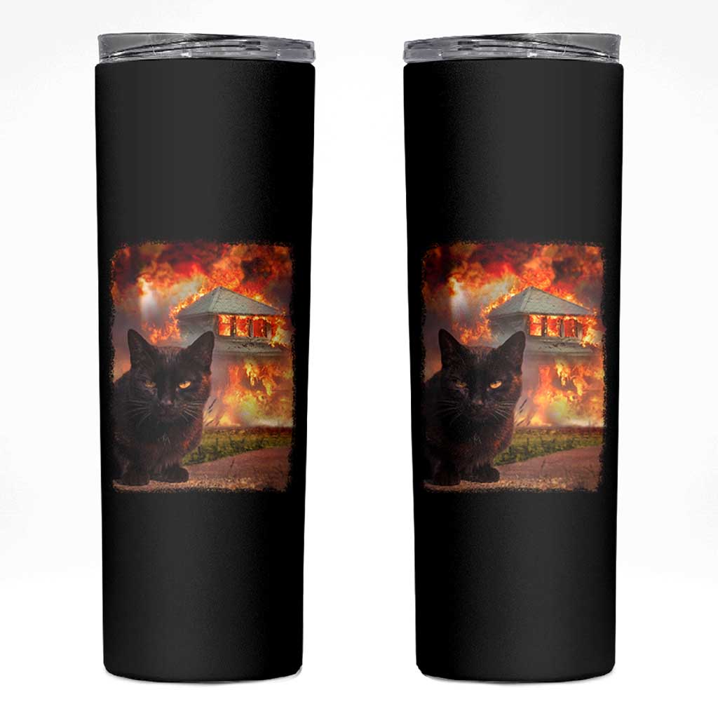 Funny Crazy Cat Selfie Skinny Tumbler Bad Kitty Chaos Humor Graphic