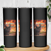 Funny Crazy Cat Selfie Skinny Tumbler Bad Kitty Chaos Humor Graphic