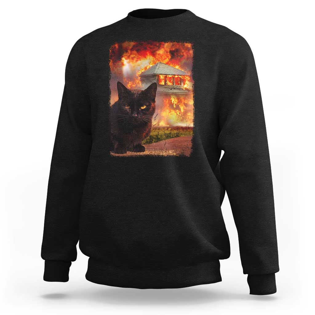 Funny Crazy Cat Selfie Sweatshirt Bad Kitty Chaos Humor Graphic