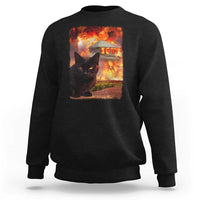 Funny Crazy Cat Selfie Sweatshirt Bad Kitty Chaos Humor Graphic