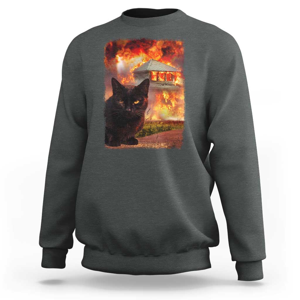 Funny Crazy Cat Selfie Sweatshirt Bad Kitty Chaos Humor Graphic