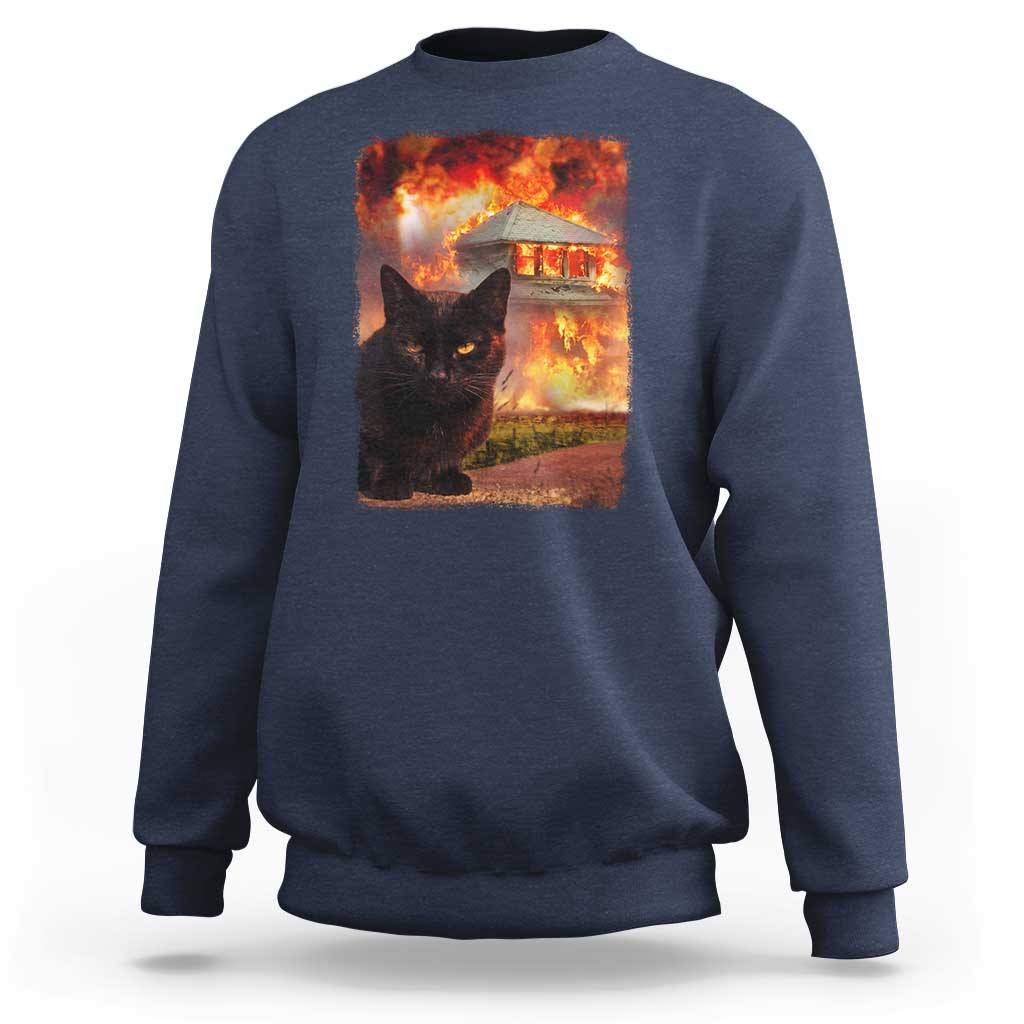 Funny Crazy Cat Selfie Sweatshirt Bad Kitty Chaos Humor Graphic