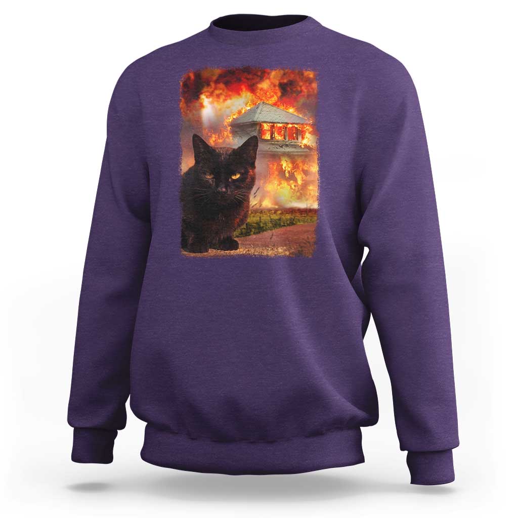 Funny Crazy Cat Selfie Sweatshirt Bad Kitty Chaos Humor Graphic