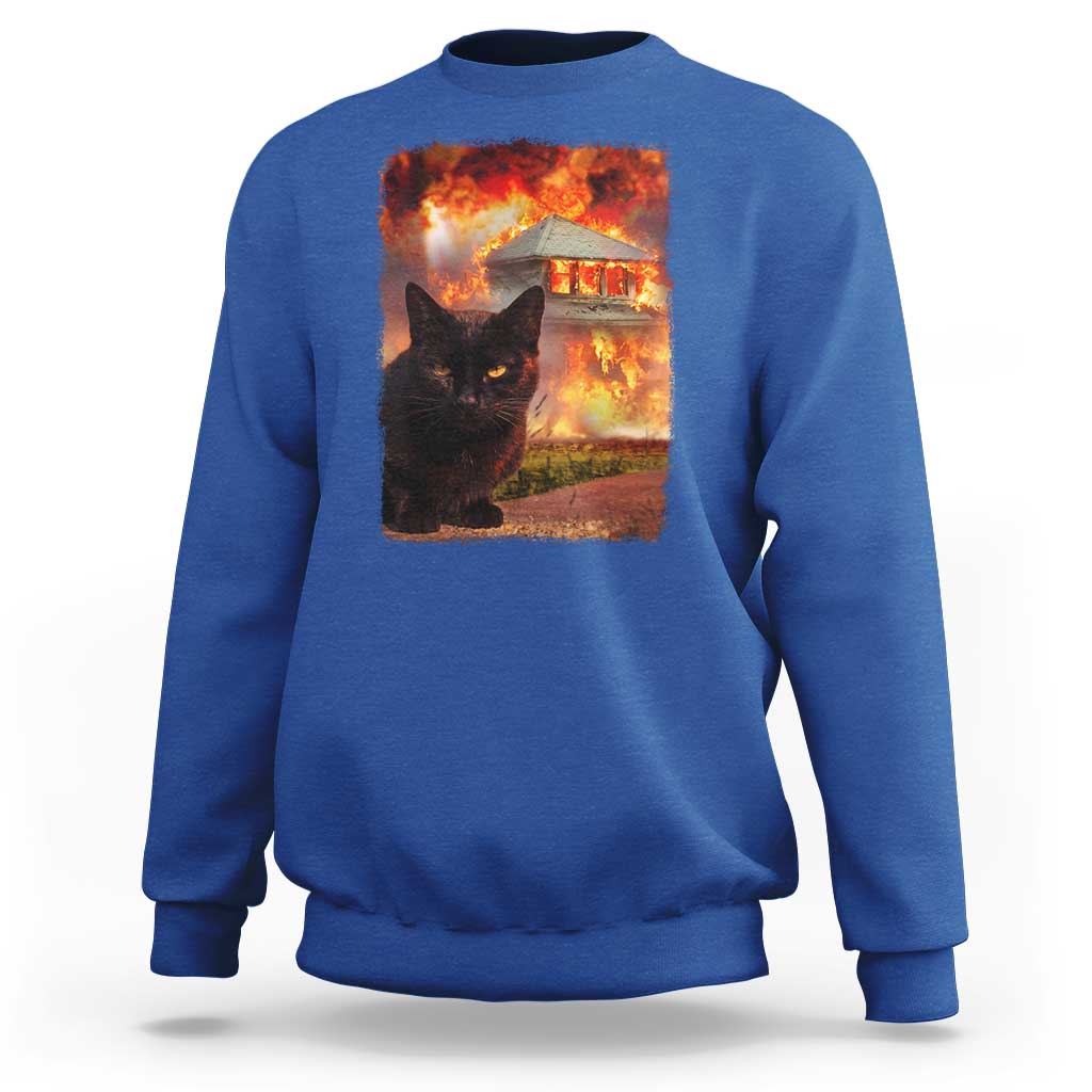 Funny Crazy Cat Selfie Sweatshirt Bad Kitty Chaos Humor Graphic