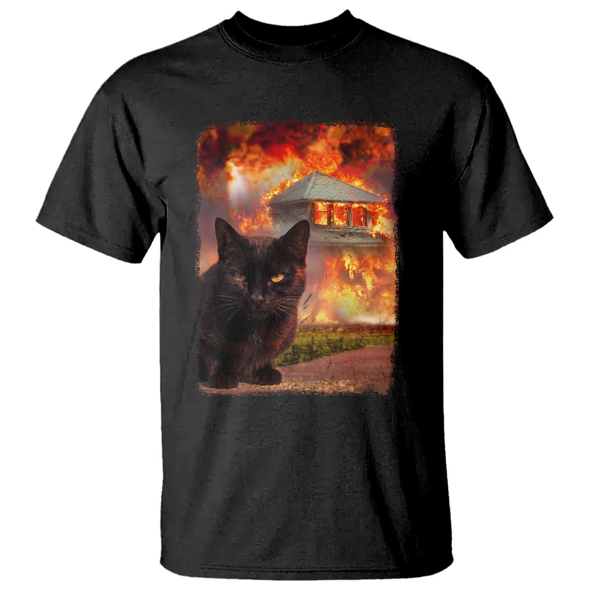 Funny Crazy Cat Selfie T Shirt Bad Kitty Chaos Humor Graphic