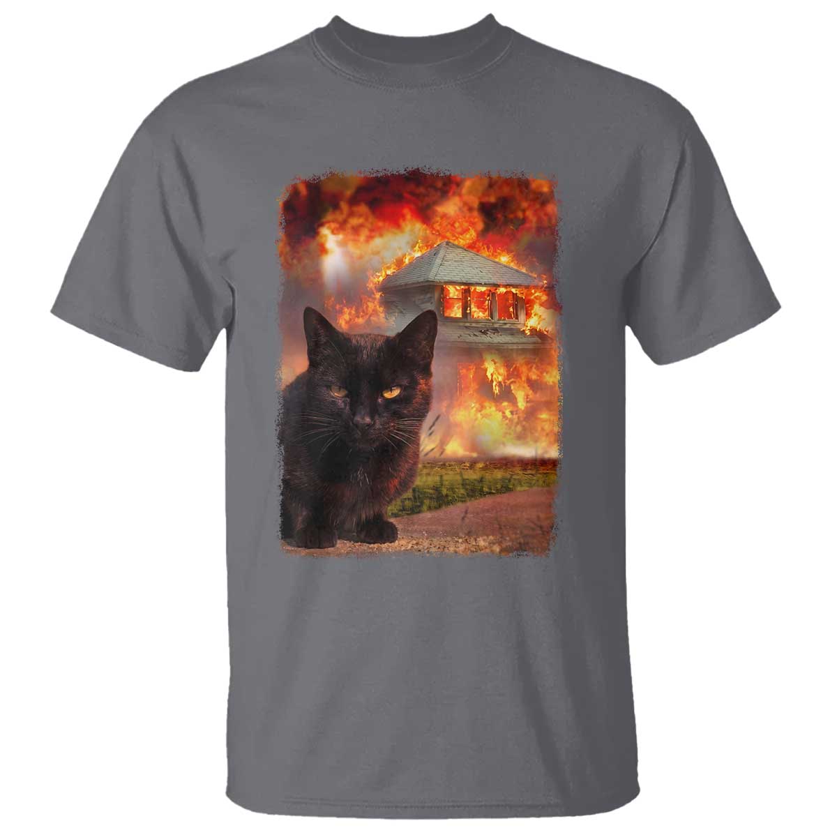 Funny Crazy Cat Selfie T Shirt Bad Kitty Chaos Humor Graphic