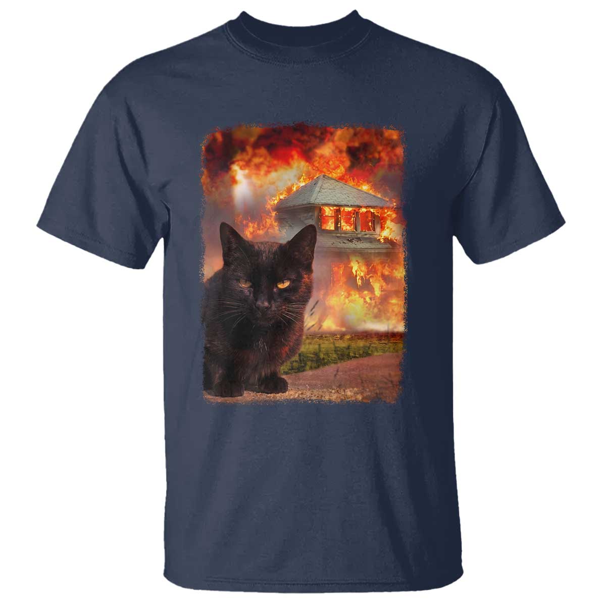 Funny Crazy Cat Selfie T Shirt Bad Kitty Chaos Humor Graphic