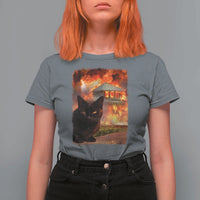 Funny Crazy Cat Selfie T Shirt For Women Bad Kitty Chaos Humor Graphic