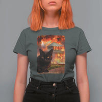 Funny Crazy Cat Selfie T Shirt For Women Bad Kitty Chaos Humor Graphic