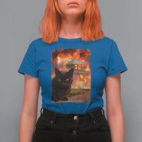 Funny Crazy Cat Selfie T Shirt For Women Bad Kitty Chaos Humor Graphic